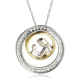 14k Two-Tone Interchangeable Diamond Mother's Day Pendant (1/7 cttw, H-I Color, I2 Clarity)
