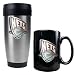 New Jersey Nets Stainless Steel Travel Tumbler and Black Ceramic Mug Set