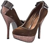 Qupid Onyx-17 Brown Velvet Women Platform Pumps