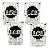 LSU Fighting Tigers 4pc Square Shot Glass Set NCAA College Athletics
