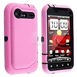 Hybrid Case for HTC Droid Incredible 2, Black Plastic / Hot Pink Silicone S ....