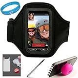Black Moisture Resistant Protective Neoprene Workout Armband with Adjustabl ....