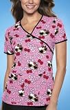 Cherokee Tooniforms Mock Wrap Top-Hello Kitty Summer Fun