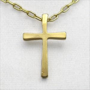 Large Gold Dipped Cross Pendant Necklace on Cable Cain