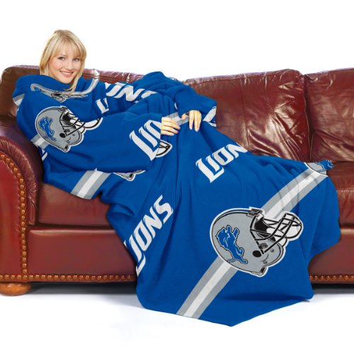 NFL Detroit Lions Adult Comfy Throw, Officially Licensed Blanket with Sleeves 