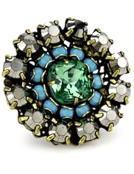 Liz Palacios "Circulo" Large Two Row Crystal Solitaire Inset Adjustable Ring