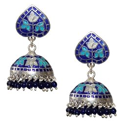 Enamel Earrings Sterling Silver Jewelry 1.50 inches (erg152)