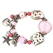 Murano Glass Pink Bracelet Charm Metal Bead Heart Pearl Crystal By Bucasi