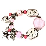 Murano Glass Pink Bracelet Charm Metal Bead Heart Pearl Crystal By Bucasi