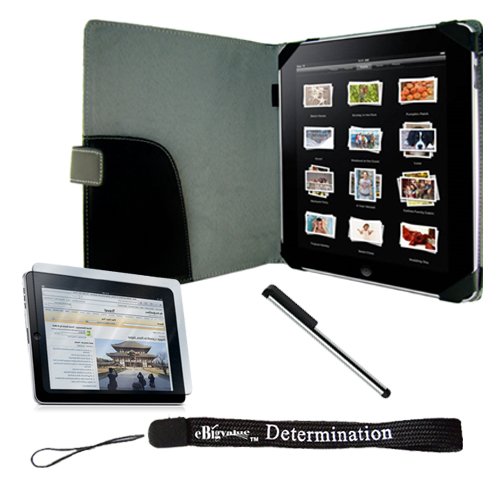 Premium high quality Durable Hard Leather Case for Apple iPad 3G tablet Wifi model 16GB - 32GB - 64GB. Apple iPad Accessories+ Includes a 4-inch eBigValue (TM) Determination Hand Strap + Anti-Glare Screen Protector For iPad Tablet ( All Models ) + Premium Quality Metal Stylus Styli for Apple iPad