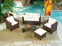 Gartenmöbelset aus Kunstrattan "BAO - braun meliert mit U - Tisch" - Art.: 630-51