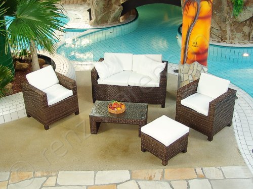 Gartenmöbelset aus Kunstrattan “BAO braun meliert mit U Tisch