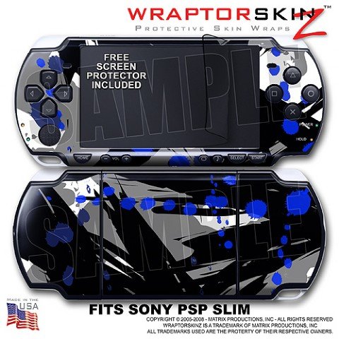 Abstract 02 Blue WraptorSkinz Skin and Screen Protector Kit fits Sony PSP Slim