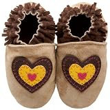 Robeez Soft Soles Patchwork Heart Crib Shoe (Infant/Toddler),Tan,0-6 Months (1-2 M US Infant)