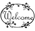 12" Iron Outdoor Welcome Sign - Floral Design