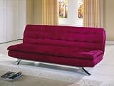 Homelegance Upholstered Convertible Sleeper Sofa in Violet Red