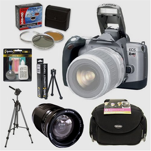 Canon EOS Rebel T2 35mm SLR Autofocus Camera & Cosina 28-210mm IF f/4.2-6.5 Lens & Professional Accessory Kit