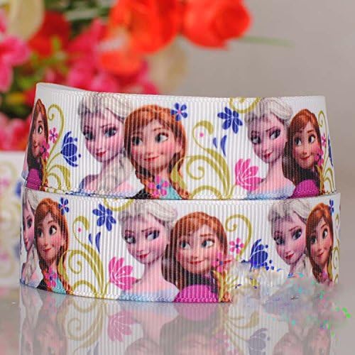 10 Yards 7/8 Inch Frozen Princess Flower Cartoon Printed Grosgrain Ribbon No.9587618
