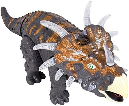Walking Dinosaur Triceratops Toy Figure with Many Lights &amp; Sounds, Real Movement