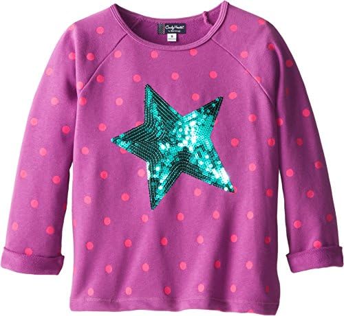 Candy Hearts Kids Girl's Sequin Star Dot Print Popover (Big Kids) Hyacinth Violet T-Shirt LG (Big Kids)