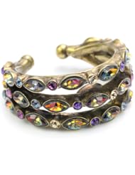 Sorrelli "Aurora Sky" Multi-Crystal Petal Band Gold-Tone Ring