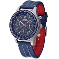DeTomaso SL1624C-BL - Reloj para hombre con correa de cuero azul (cuarzo, cron�grafo, cron�metro)