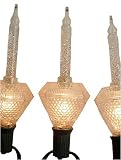 Set of 7 Clear Christmas Bubble Lights with Silver Glitter - Green Wire
