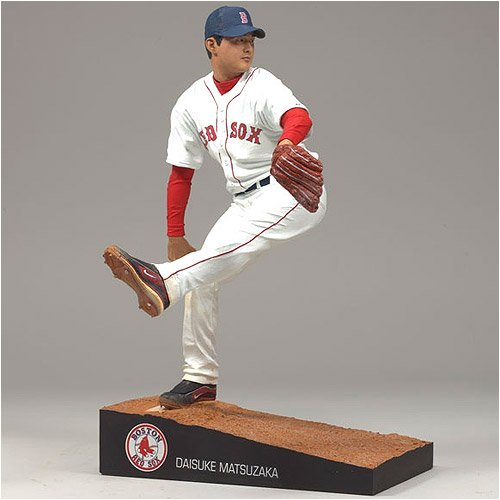 Daisuke Matsuzaka Boston Red Sox White Uniform With World Series Logo on Hat 6 Inch McFarlane MLB Series 21 Sports Picks Debut Tri-lingual Version
