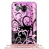 Purple with Black Swirl Design Snap on Hard Skin Shell Cover Case for HTC I ....