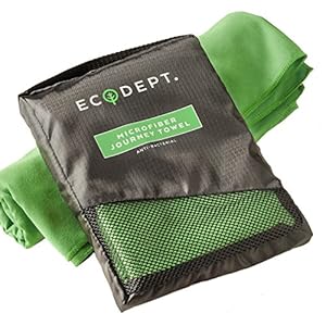 Large Microfiber Travel Towel by ECOdept for Backpacking, Camping, Beach, Gym, Swimming, all Sports ~ FREE Small Towel for Hands or Hair ~ Large Bath Size Fast Drying Super Absorbent ~ Antibacterial to Stay Fresh ~ Soft and Lightweight ~ Best Quality and a Lifetime Guarantee