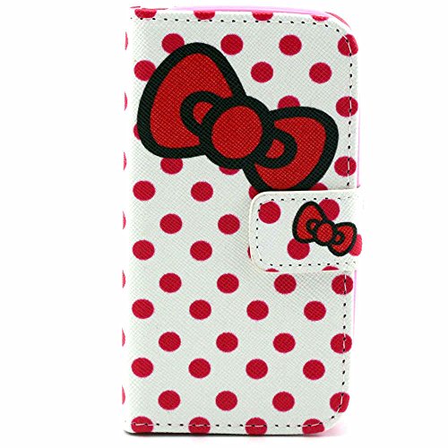 For Samsung Galaxy Ace Style S765C SM-G310 Case, IVY Spots Bowknot - Fashion Elegance Magnetic Snap Wallet Card Flip Synthetic Leather Stand With TPU Case Cover Skin For Samsung Galaxy Ace Style S765C SM-G310