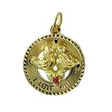 14K Gold Vintage Love Birds Charm