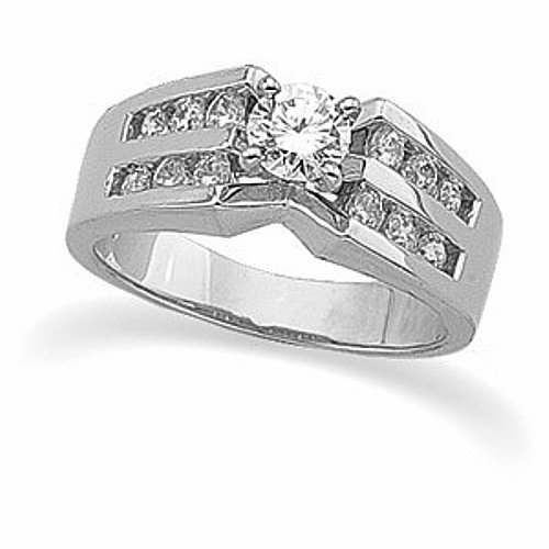 Low cost 14K White Gold Diamond Engagement Ring - 0.88 Ct. - Size 5.5 ...