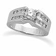 14K White Gold Diamond Engagement Ring - 0.70 Ct.