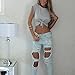 EFINNY Women Summer Tie Front Short Sleeve Tank Tees Daw Navel Round Neck Crop Top