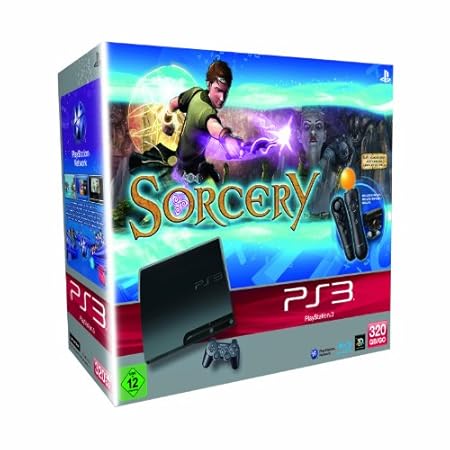 PS3 - Konsole Slim Black 320GB + Sorcery + Move-Bundle