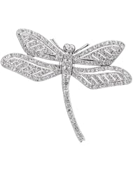 Cubic Zirconia and Sterling Silver Drangonfly Pin