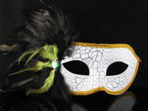 Melody Halloween Christmas Party Venetian Mardi Gras Masquerade Mask - Feather Crackle Mask ~ Random Color