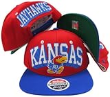Kansas Jayhawks Scarlet/Royal Blue Two Tone Snapback Adjustable Plastic Snap Back Hat / Cap
