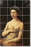 IMAGE OF Raphael Nudes Bathroom Tile Mural 14. 12.75x21.25 inches using (15) 4.25x4.25 ceramic tiles.