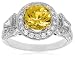 18k White Gold Round Yellow Sapphire and Diamond Ring, Size 6.25