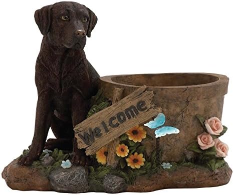 13W x 8D x 10H in. Realistic Chocolate Lab Welcome Planter - made from Durable Polystone