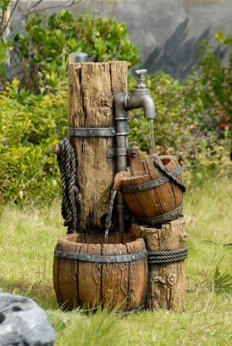 Wood Cask Fountain Without Light