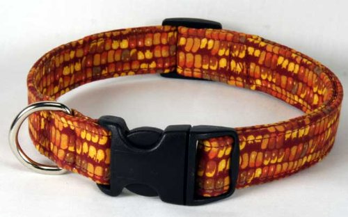 Thanksgiving Indian Corn Custom Handmade Dog Collar, Medium