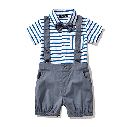 Baby Boy's Bowtie Gentleman Romper Jumpsuit Overalls Stripe Rompers Sets