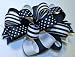 Hair Bow ~ Navy White Stripe & Dotted GrosGrain Hairbow ~ July 4th Nautical