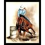 Rodeo Cowgirl Barrel Racing 1 Quality Framed Art Poster Print - 20" X 16"