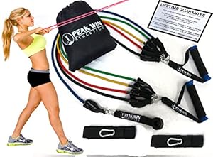 #1 Rated Metal Construction Resistance Band Exercise Kit With ★ Convenient Workout Book Included! ★ Great for Men, Women, and Seniors. Your Home Gym for Yoga, Pilates and Physical Therapy. Low Impact Training Stack-able to 85 Lbs. Comes with Convenient Exercise Book Which Puts Tons of Ideas in the Palm of Your Hand!