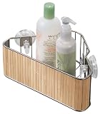 InterDesign Formbu Power Lock Suction Corner Basket, Bamboo