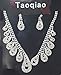 Taoqiao Chic Wedding Bridal Party Rhinestone Artificial Zircon Necklace Earr...